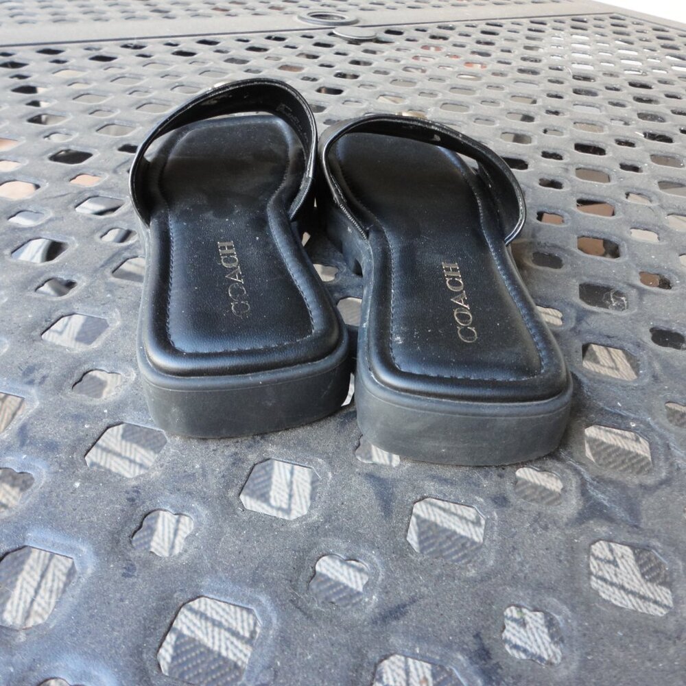 COACH Black Slip On Sliders Sandals Size 6 - Picture 6 of 9
